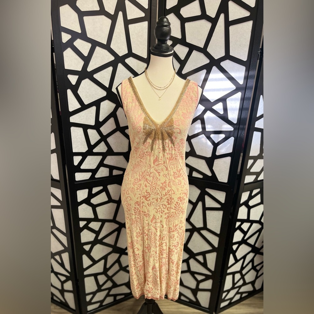 Free People Champagne and Corset Knit Dress